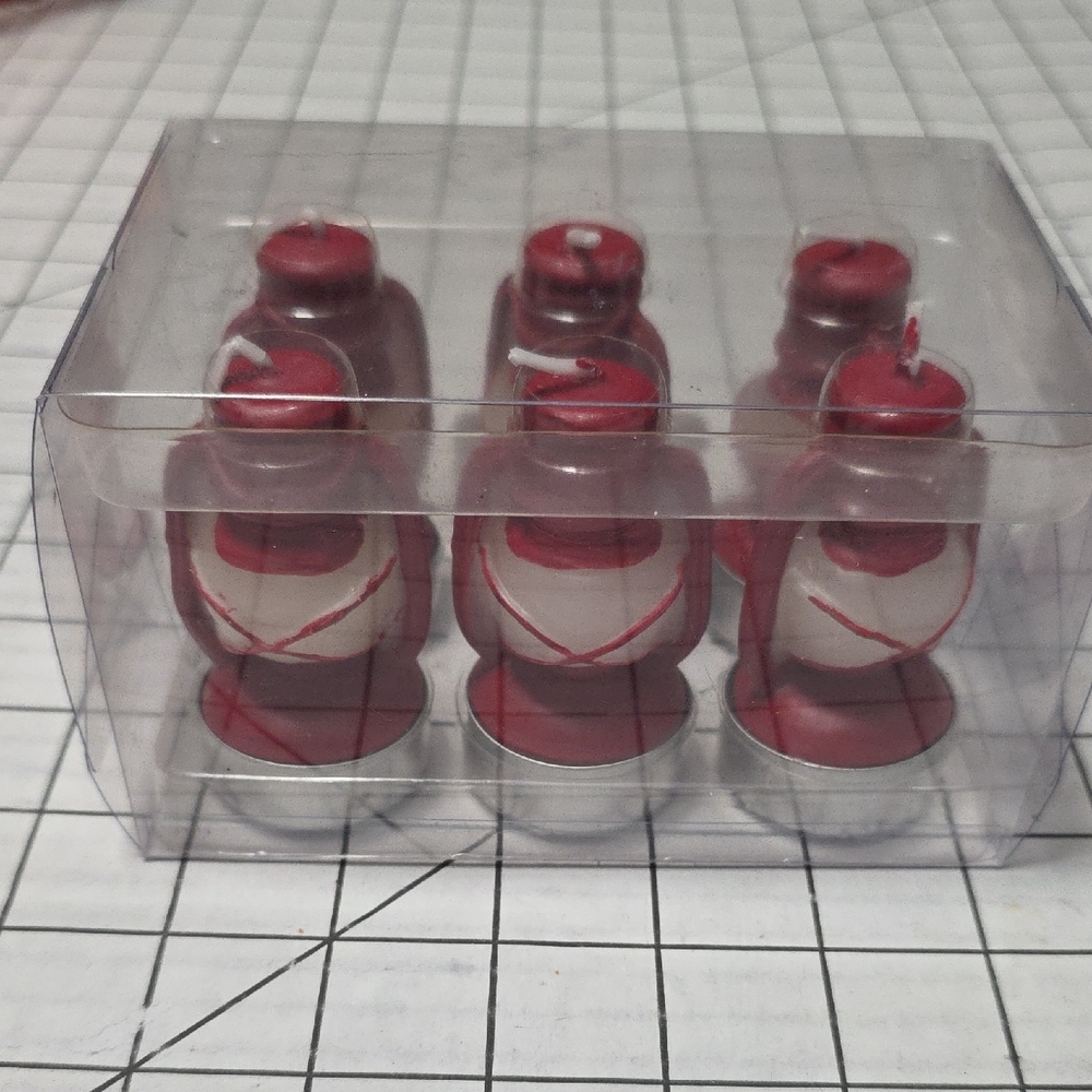Red and Silver Lantern Tealights, Camp Ann By JoAnn NIB 3"‎ High